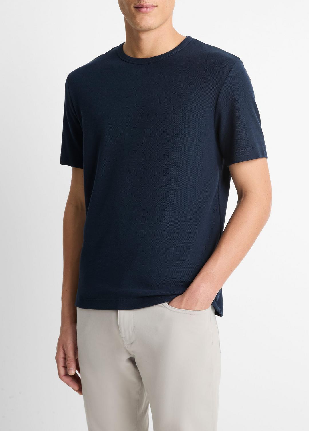 VINCE Men Pima Cotton Piqué Crew Neck T-Shirt in Short Sleeve COASTAL BLUE