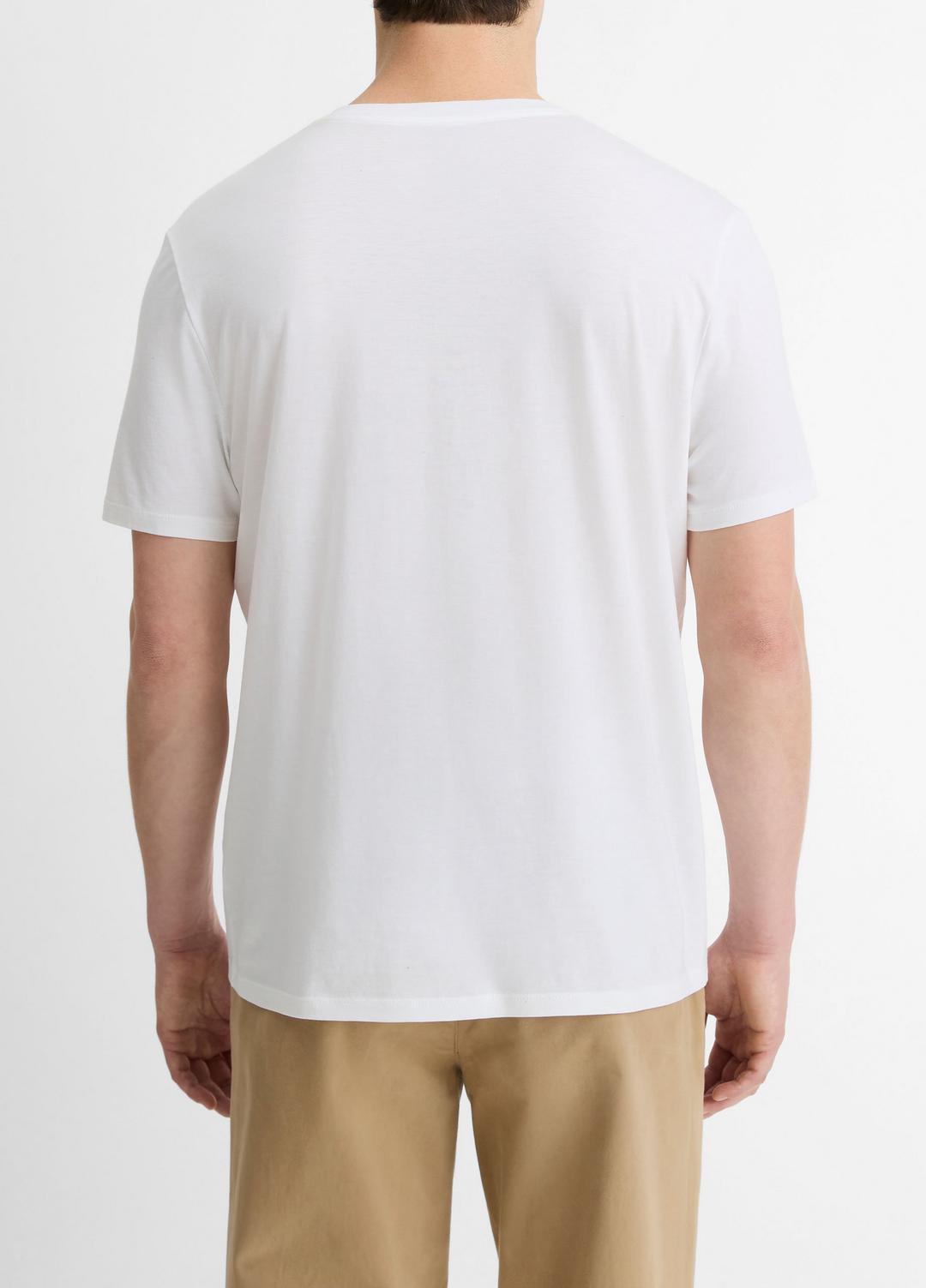 VINCE Men Pima Cotton V-Neck T-Shirt in Short Sleeve OPTIC WHITE