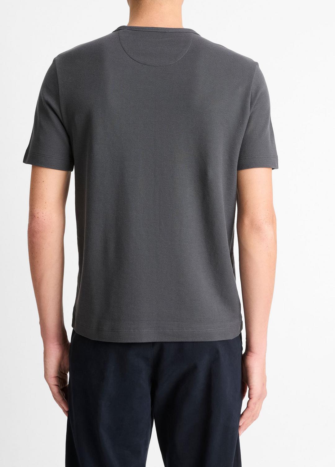 VINCE Men Pima Cotton Piqué Crew Neck T-Shirt in Short Sleeve SOFT BLACK