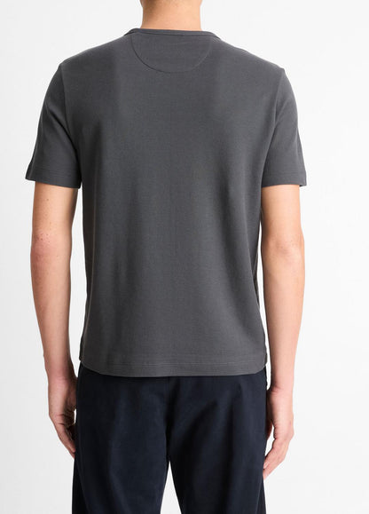 VINCE Men Pima Cotton Piqué Crew Neck T-Shirt in Short Sleeve SOFT BLACK