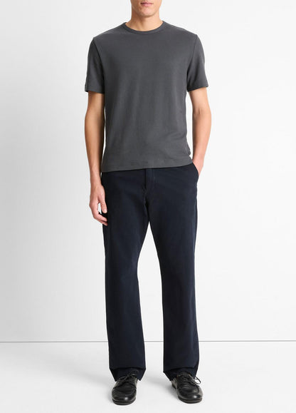 VINCE Men Pima Cotton Piqué Crew Neck T-Shirt in Short Sleeve SOFT BLACK