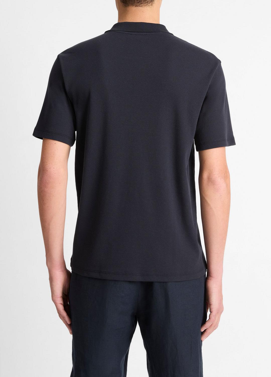 VINCE Men Cotton-Blend Johnny-Collar Polo Shirt in Short Sleeve COASTAL BLUE
