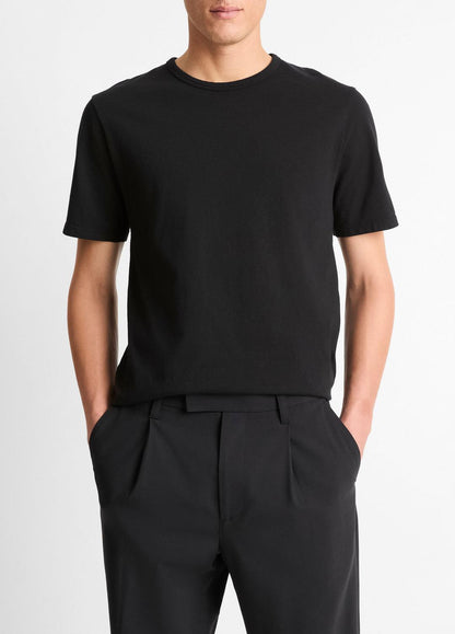 VINCE Men Garment Dye Cotton T-Shirt in Short Sleeve TRUE BLACK