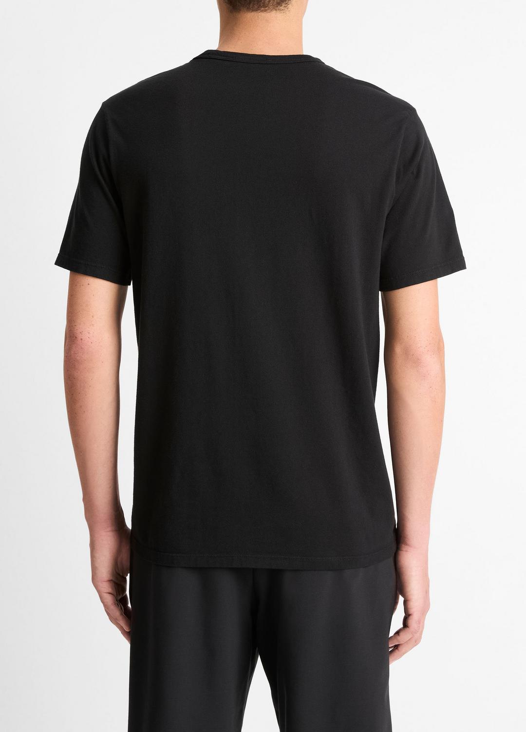 VINCE Men Garment Dye Cotton T-Shirt in Short Sleeve TRUE BLACK