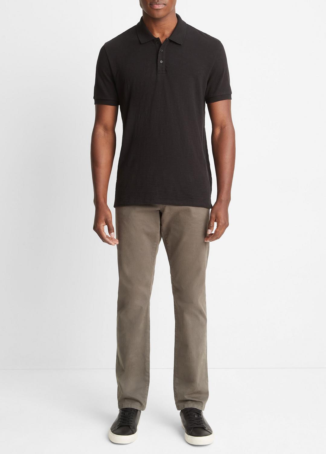 VINCE Men Classic Slub Polo Shirt in Henleys & Polos BLACK