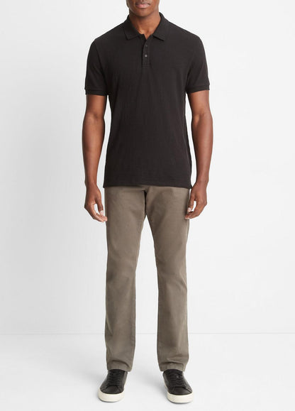VINCE Men Classic Slub Polo Shirt in Henleys & Polos BLACK