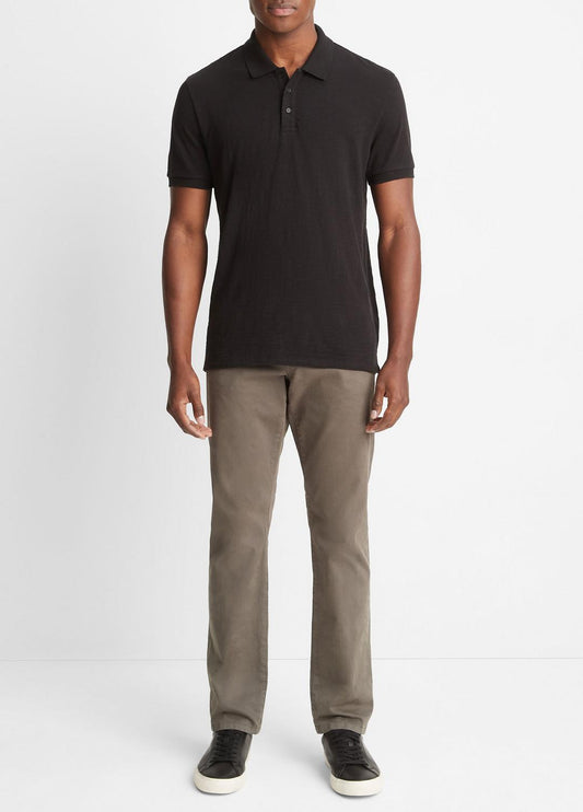 VINCE Men Classic Slub Polo Shirt in Henleys & Polos BLACK