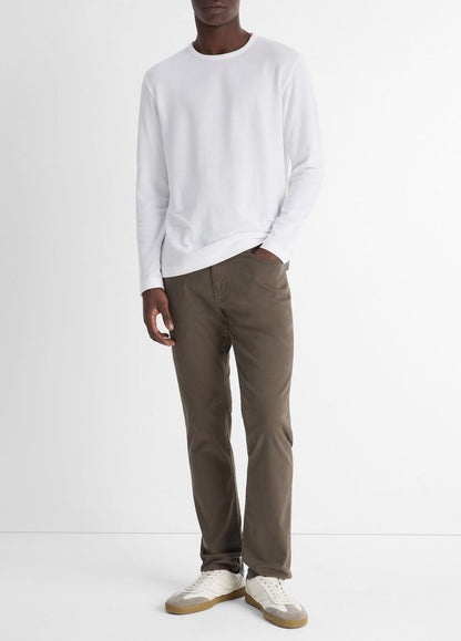 VINCE Men Pima Cotton Piqué Long-Sleeve T-Shirt in Long Sleeve OPTIC WHITE