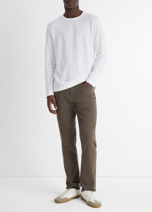 VINCE Men Pima Cotton Piqué Long-Sleeve T-Shirt in Long Sleeve OPTIC WHITE