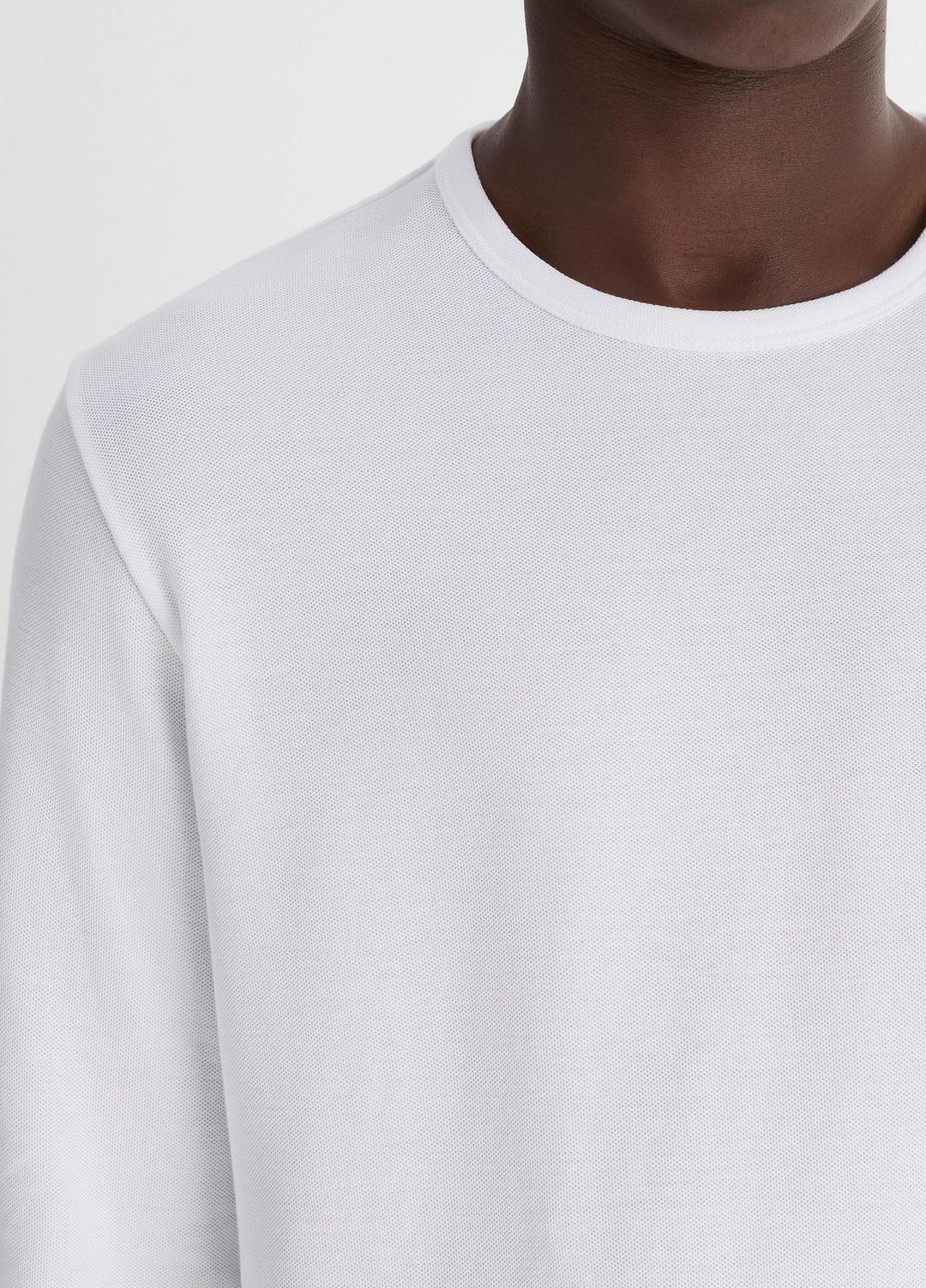 VINCE Men Pima Cotton Piqué Long-Sleeve T-Shirt in Long Sleeve OPTIC WHITE