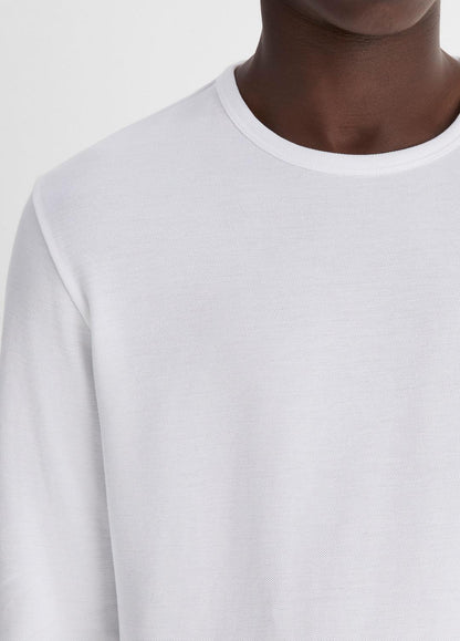 VINCE Men Pima Cotton Piqué Long-Sleeve T-Shirt in Long Sleeve OPTIC WHITE