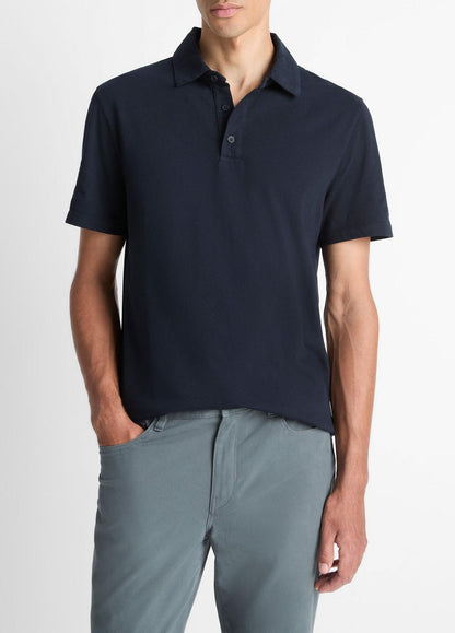 VINCE Men Garment Dye Cotton Polo Shirt in Henleys & Polos WASHED COASTAL