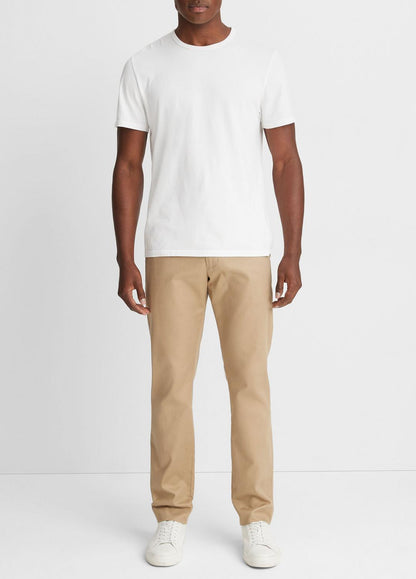 VINCE Men Garment Dye Cotton T-Shirt in Short Sleeve OPTIC WHITE