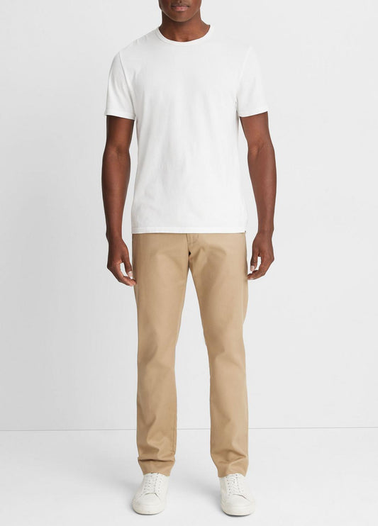 VINCE Men Garment Dye Cotton T-Shirt in Short Sleeve OPTIC WHITE