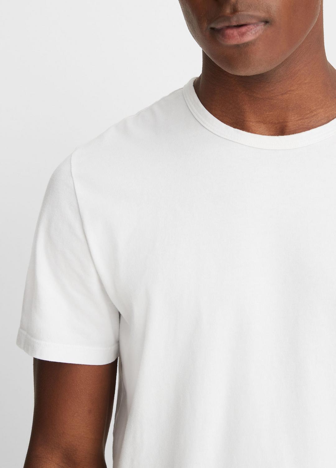 VINCE Men Garment Dye Cotton T-Shirt in Short Sleeve OPTIC WHITE