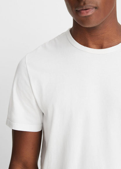 VINCE Men Garment Dye Cotton T-Shirt in Short Sleeve OPTIC WHITE