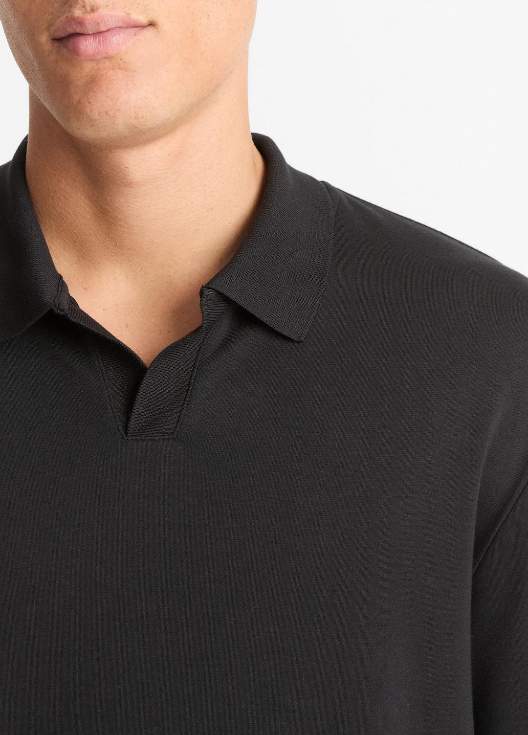 VINCE Men Milano Pima Cotton-Blend Johnny-Collar Shirt in Long Sleeve BLACK