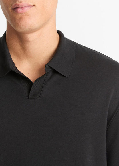 VINCE Men Milano Pima Cotton-Blend Johnny-Collar Shirt in Long Sleeve BLACK