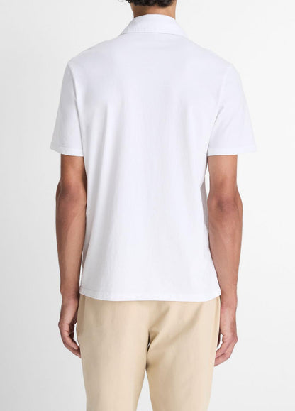 VINCE Men Garment Dye Cotton Polo Shirt in Henleys & Polos OPTIC WHITE