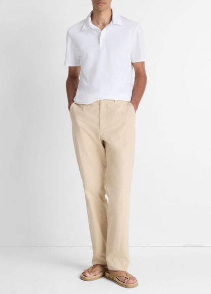 VINCE Men Garment Dye Cotton Polo Shirt in Henleys & Polos OPTIC WHITE