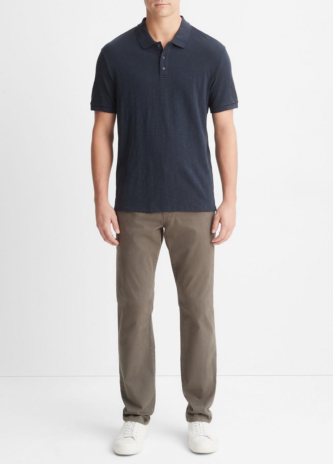 VINCE Men Classic Slub Polo Shirt in Henleys & Polos COASTAL BLUE