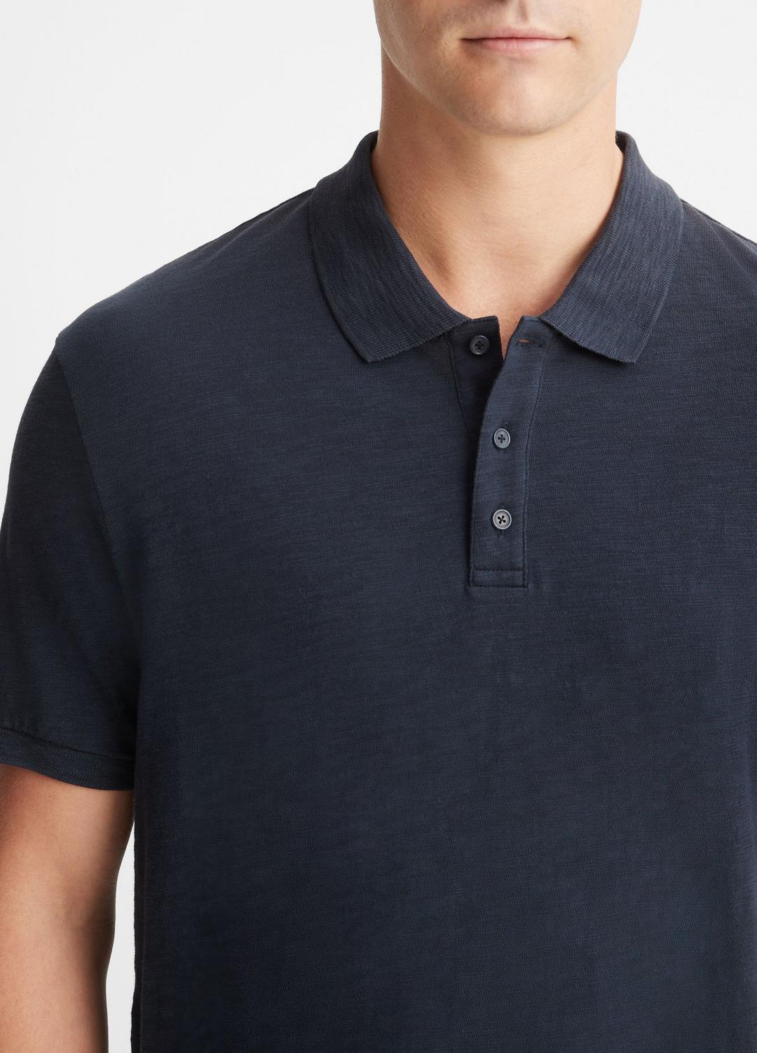 VINCE Men Classic Slub Polo Shirt in Henleys & Polos COASTAL BLUE