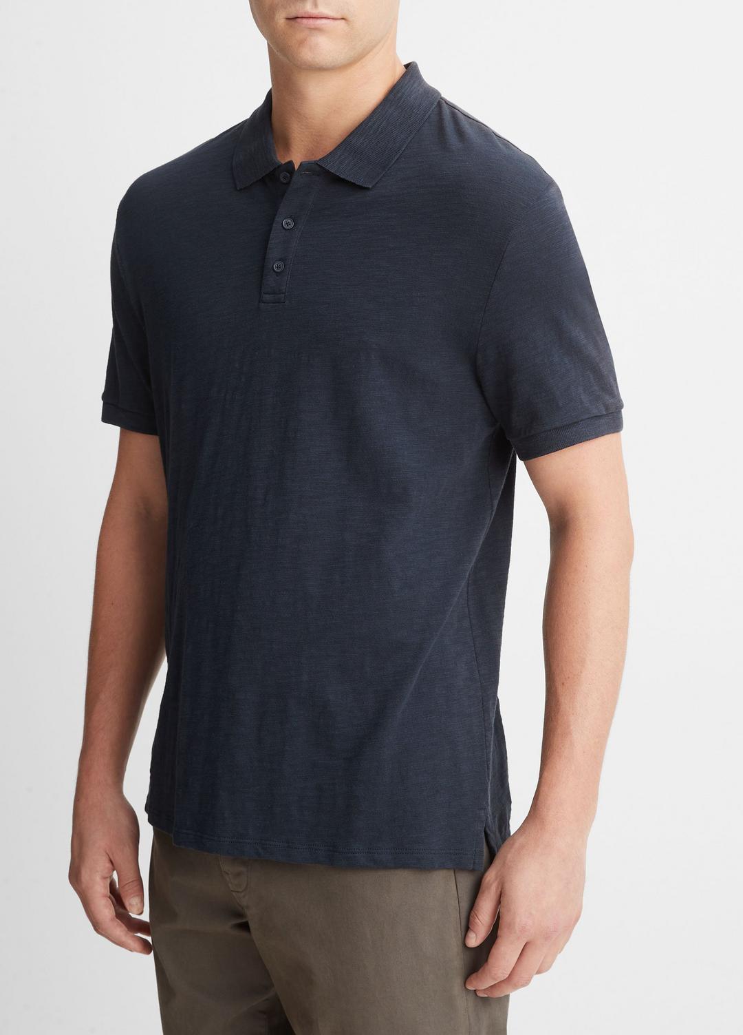 VINCE Men Classic Slub Polo Shirt in Henleys & Polos COASTAL BLUE