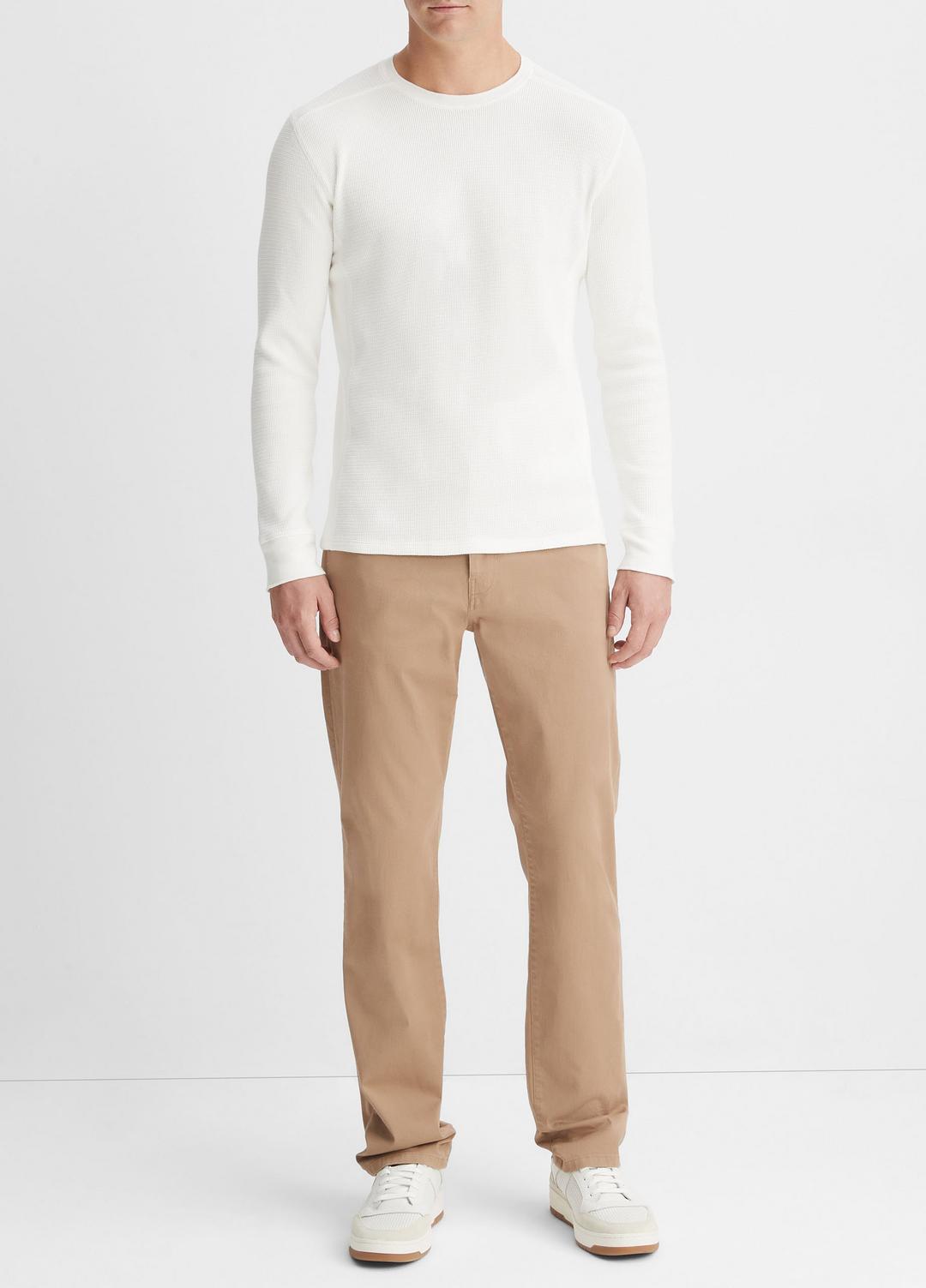 VINCE Men Pima Cotton-Blend Thermal Long-Sleeve Pullover in Long Sleeve OFF WHITE