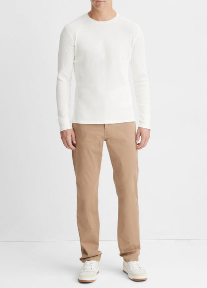 VINCE Men Pima Cotton-Blend Thermal Long-Sleeve Pullover in Long Sleeve OFF WHITE