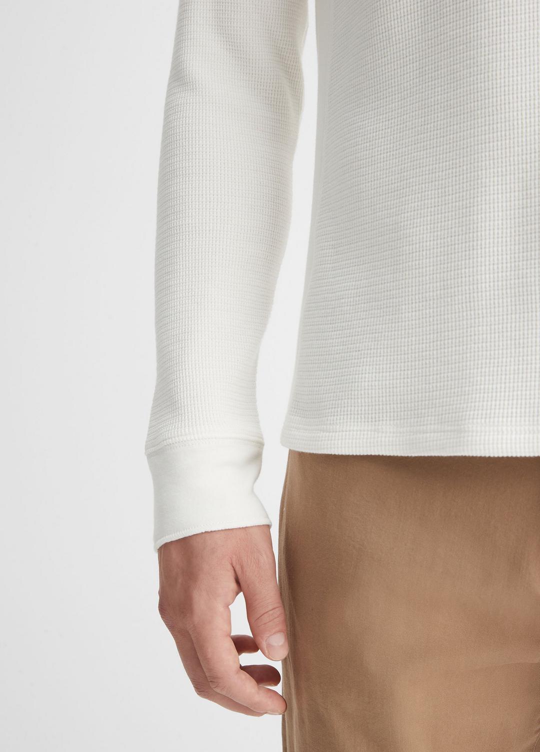 VINCE Men Pima Cotton-Blend Thermal Long-Sleeve Pullover in Long Sleeve OFF WHITE