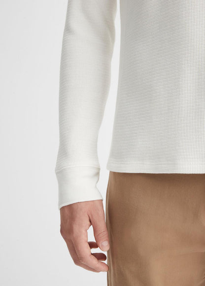 VINCE Men Pima Cotton-Blend Thermal Long-Sleeve Pullover in Long Sleeve OFF WHITE