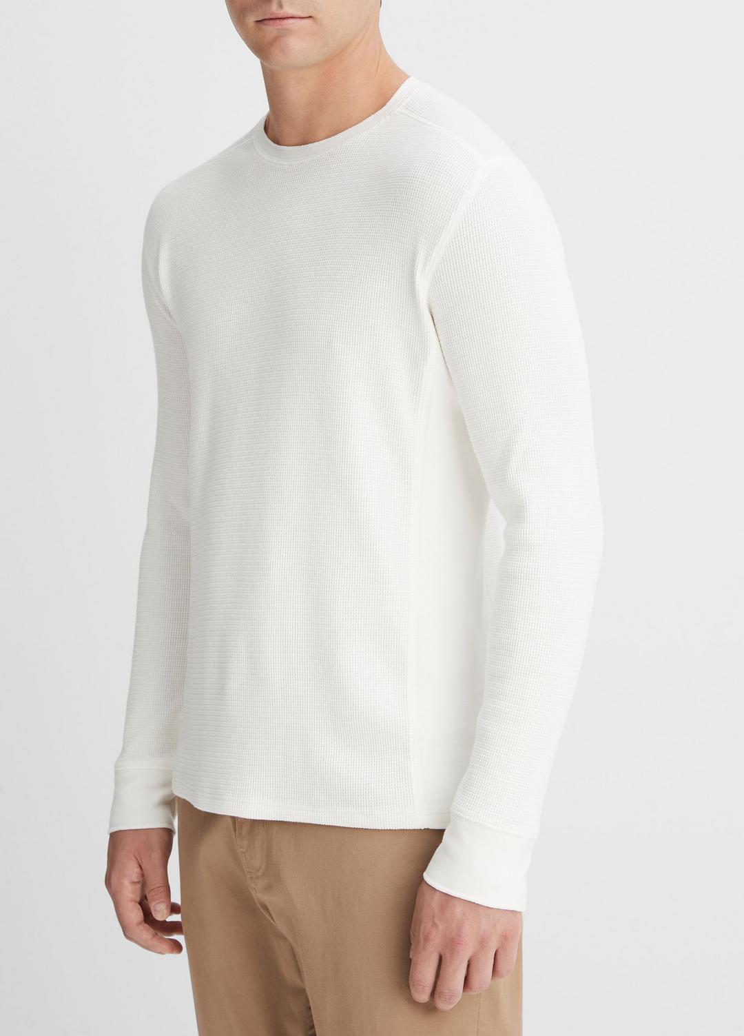 VINCE Men Pima Cotton-Blend Thermal Long-Sleeve Pullover in Long Sleeve OFF WHITE