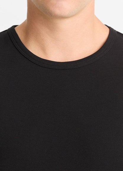 VINCE Men Pima Cotton Piqué Long-Sleeve T-Shirt in Long Sleeve BLACK