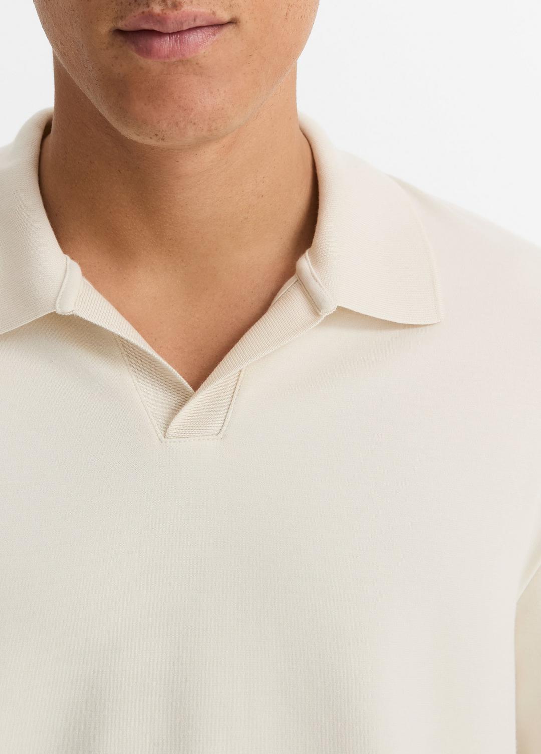 VINCE Men Milano Pima Cotton-Blend Johnny-Collar Shirt in Long Sleeve BONE