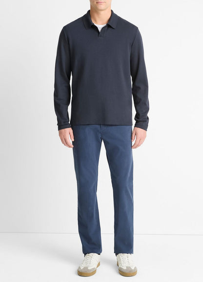 VINCE Men Milano Pima Cotton-Blend Johnny-Collar Shirt in Long Sleeve COASTAL BLUE