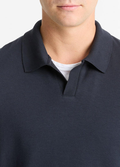 VINCE Men Milano Pima Cotton-Blend Johnny-Collar Shirt in Long Sleeve COASTAL BLUE