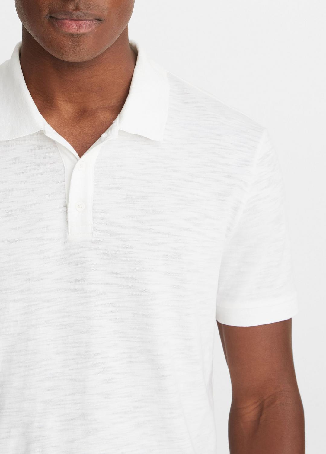 VINCE Men Classic Slub Polo Shirt in Henleys & Polos WHITE