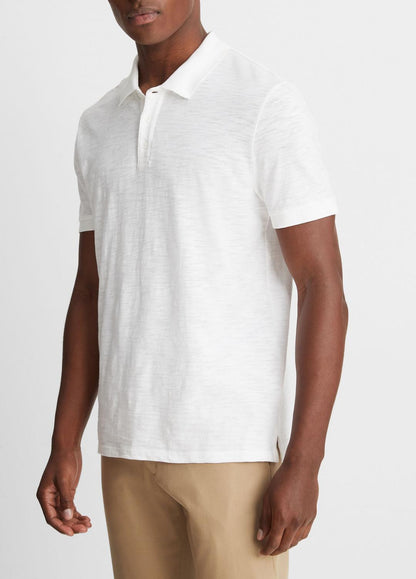 VINCE Men Classic Slub Polo Shirt in Henleys & Polos WHITE