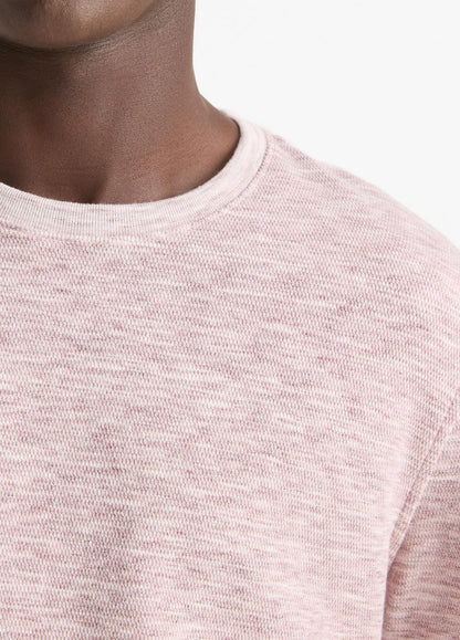 VINCE Men Space-Dye Cotton-Blend Long-Sleeve T-Shirt in Long Sleeve MALBEC/OFF WHITE