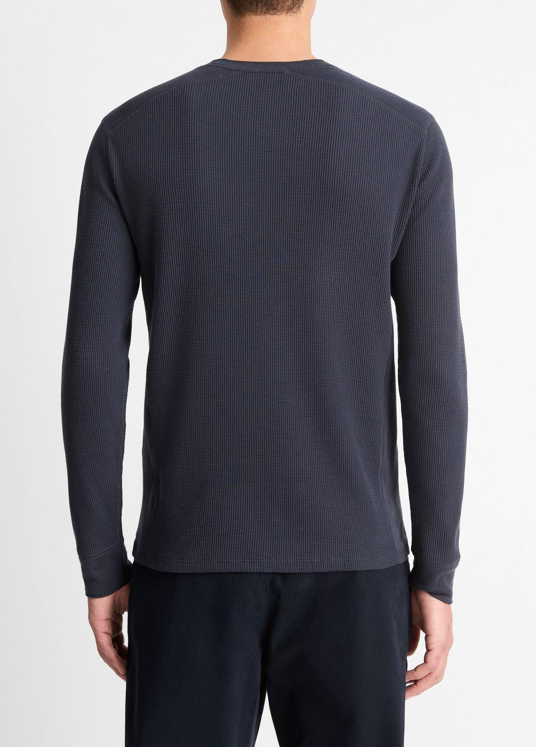 VINCE Men Pima Cotton-Blend Thermal Long-Sleeve Pullover in Long Sleeve COASTAL BLUE