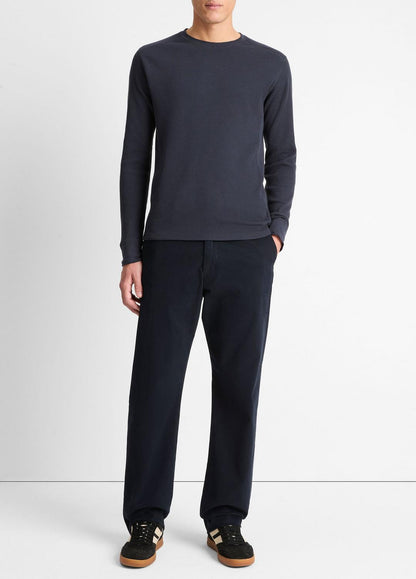 VINCE Men Pima Cotton-Blend Thermal Long-Sleeve Pullover in Long Sleeve COASTAL BLUE