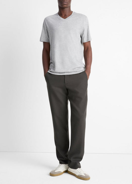 VINCE Men Pima Cotton V-Neck T-Shirt in Short Sleeve HEATHER STEEL