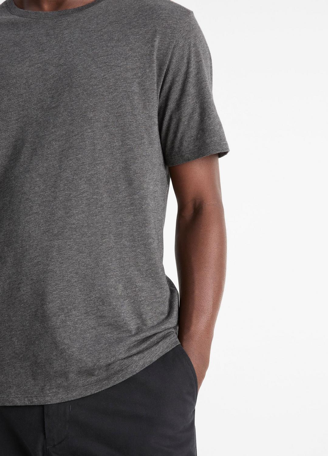 VINCE Men Pima Cotton Crew Neck T-Shirt in Short Sleeve HEATHER CARBON