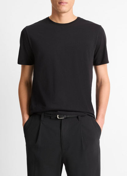 VINCE Men Pima Cotton Crew Neck T-Shirt in Short Sleeve BLACK