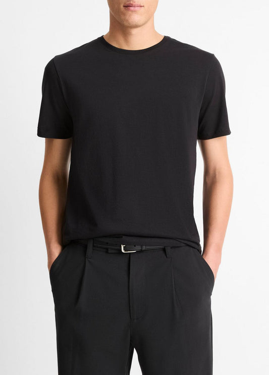 VINCE Men Pima Cotton Crew Neck T-Shirt in Short Sleeve BLACK