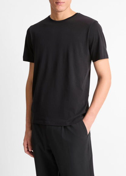 VINCE Men Pima Cotton Crew Neck T-Shirt in Short Sleeve BLACK