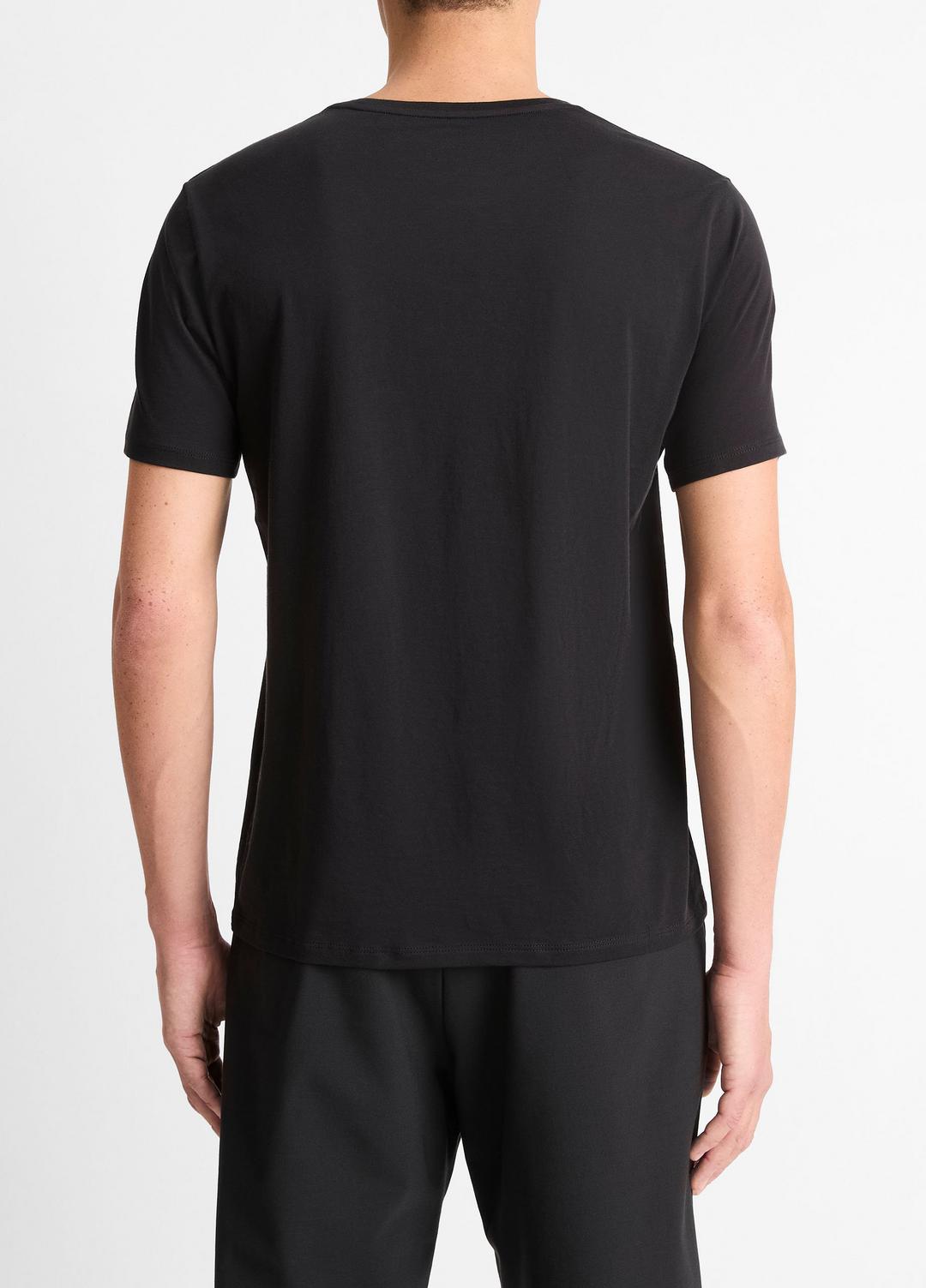 VINCE Men Pima Cotton Crew Neck T-Shirt in Short Sleeve BLACK