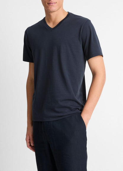 VINCE Men Pima Cotton V-Neck T-Shirt in Short Sleeve COASTAL BLUE