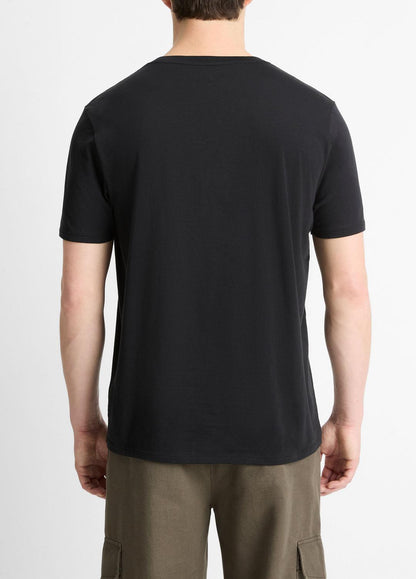 VINCE Men Pima Cotton V-Neck T-Shirt in Short Sleeve BLACK