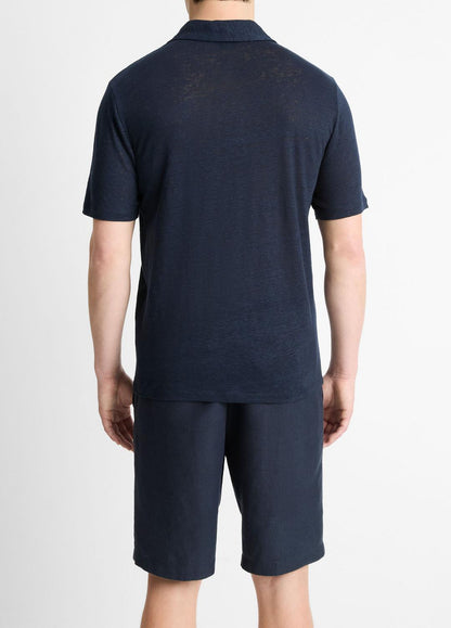 VINCE Men Linen Polo Shirt in Henleys & Polos COASTAL BLUE